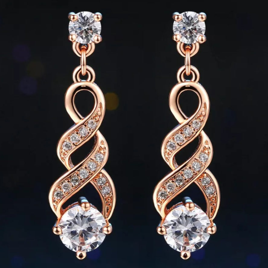 Cubic Zirconia Twist Drop Earrings