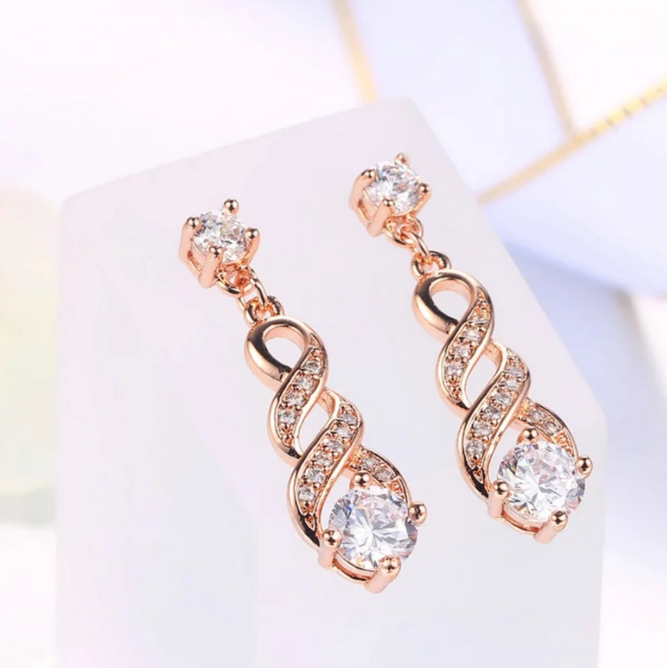 Cubic Zirconia Twist Drop Earrings