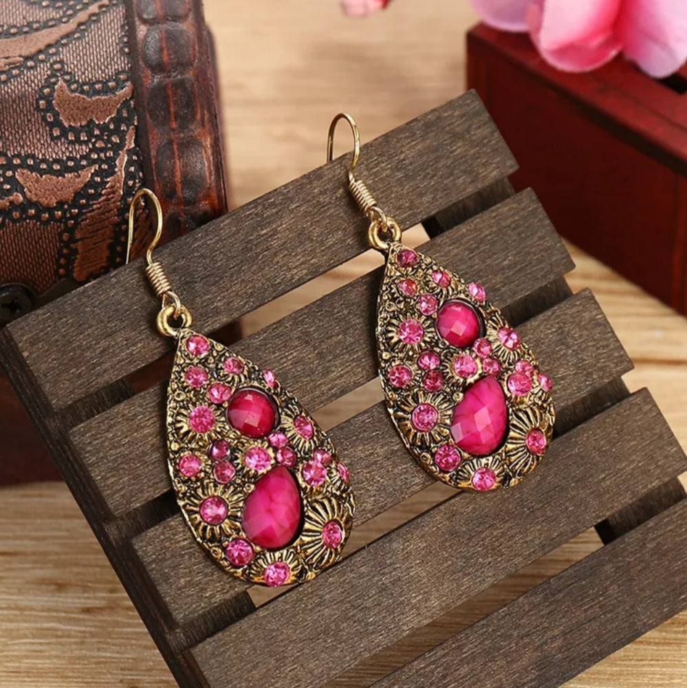 Gold Indian Water Drop Earrings