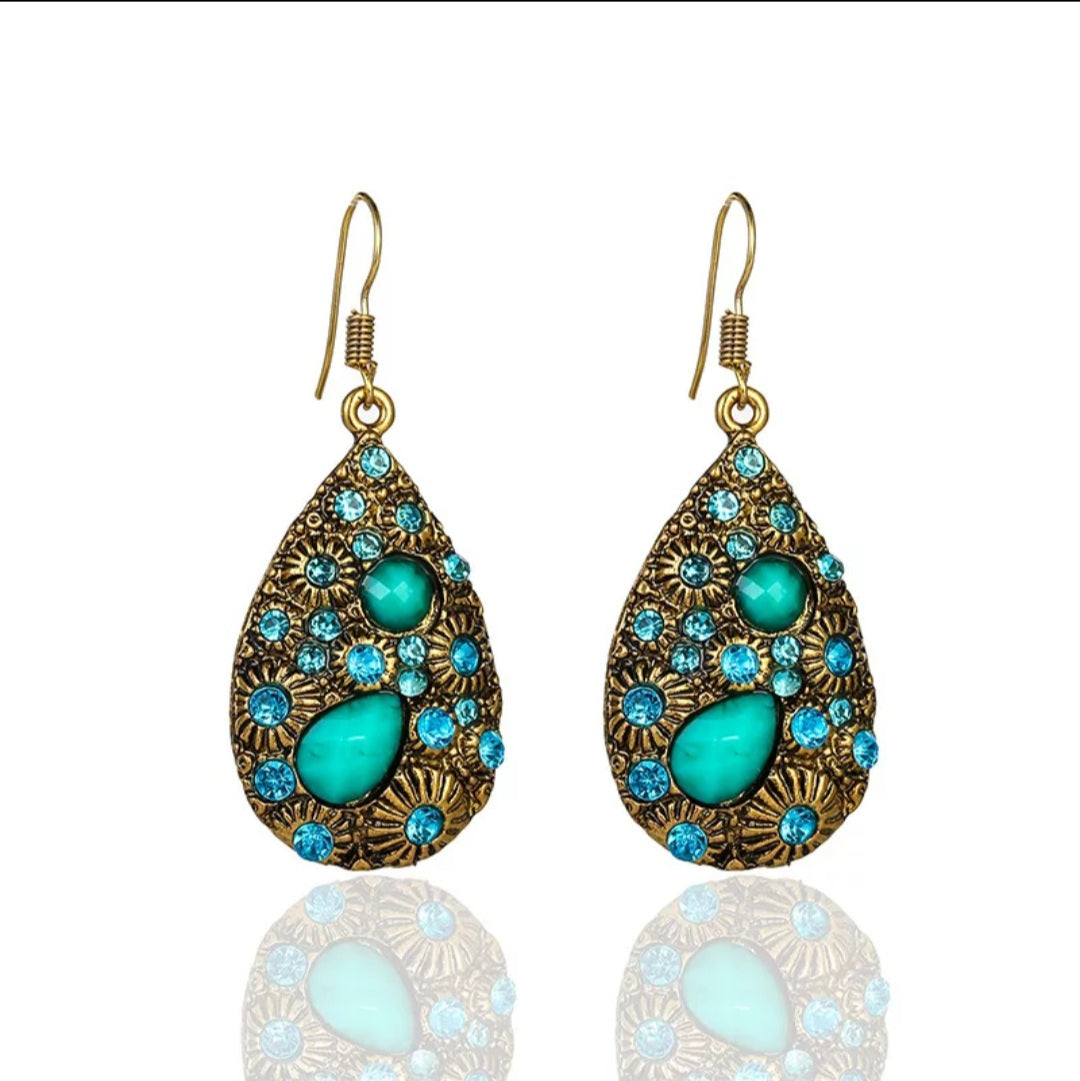 Gold Indian Water Drop Earrings