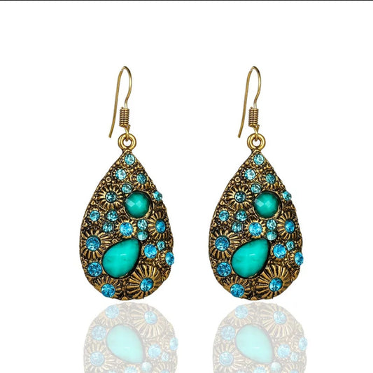 Gold Indian Water Drop Earrings