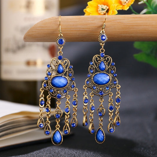 Gypsy Gold Rhinestone Dangling Earrings