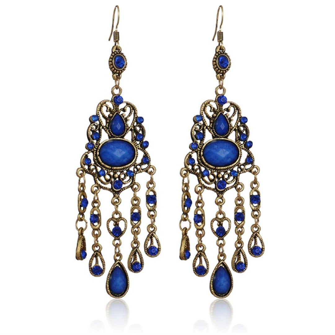 Gypsy Gold Rhinestone Dangling Earrings