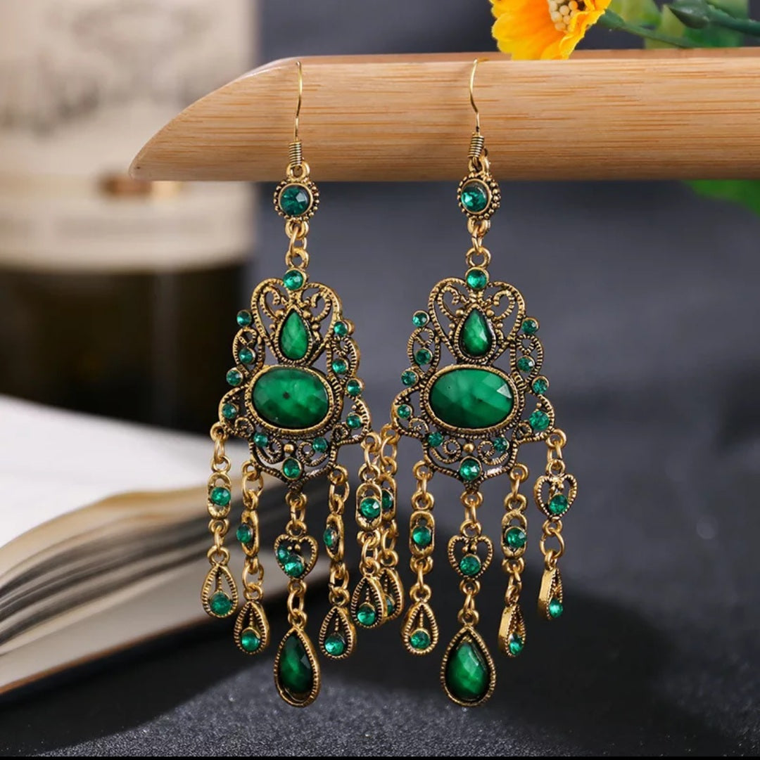 Gypsy Gold Rhinestone Dangling Earrings