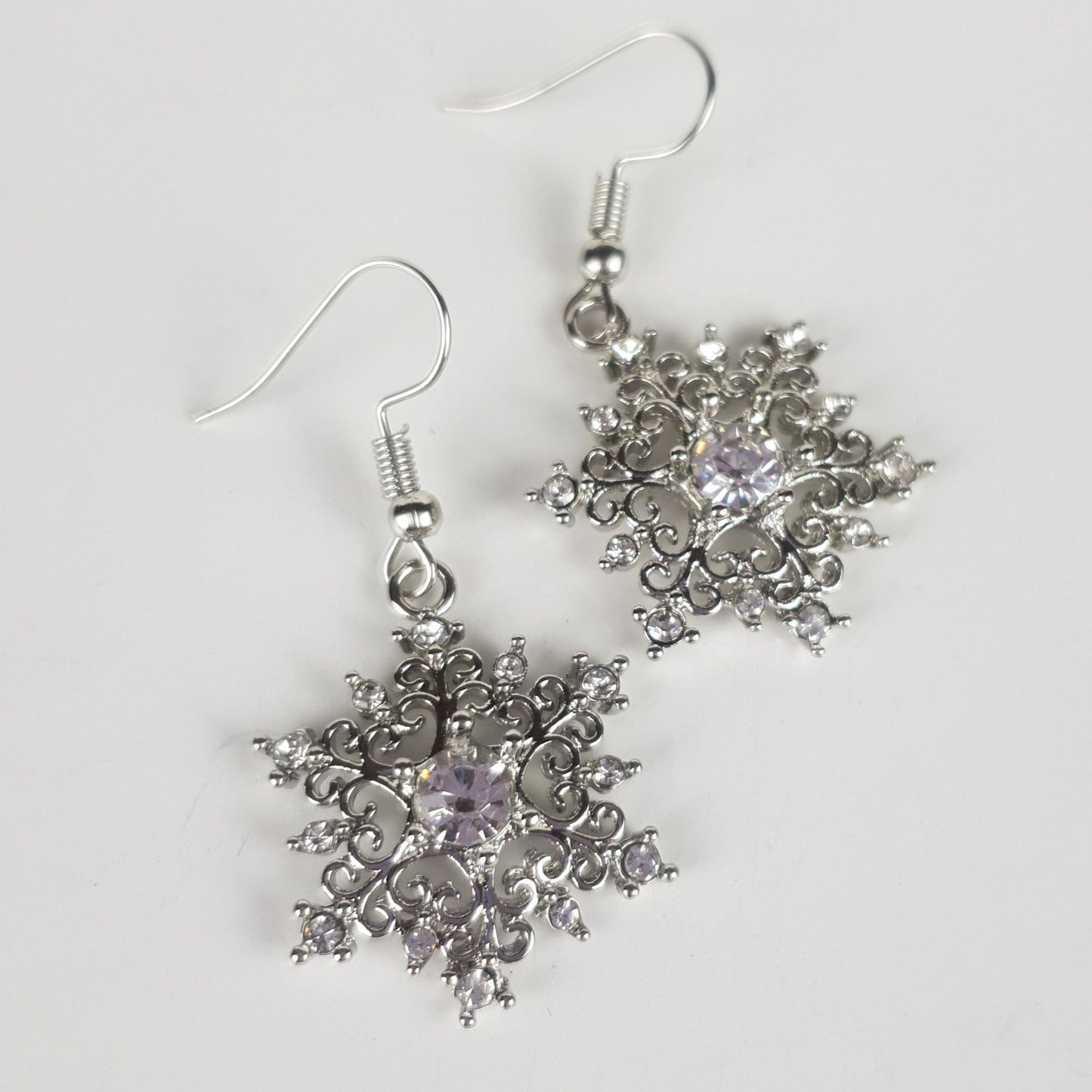 Luxury Silver Crystal Zircon Snowflake Earrings