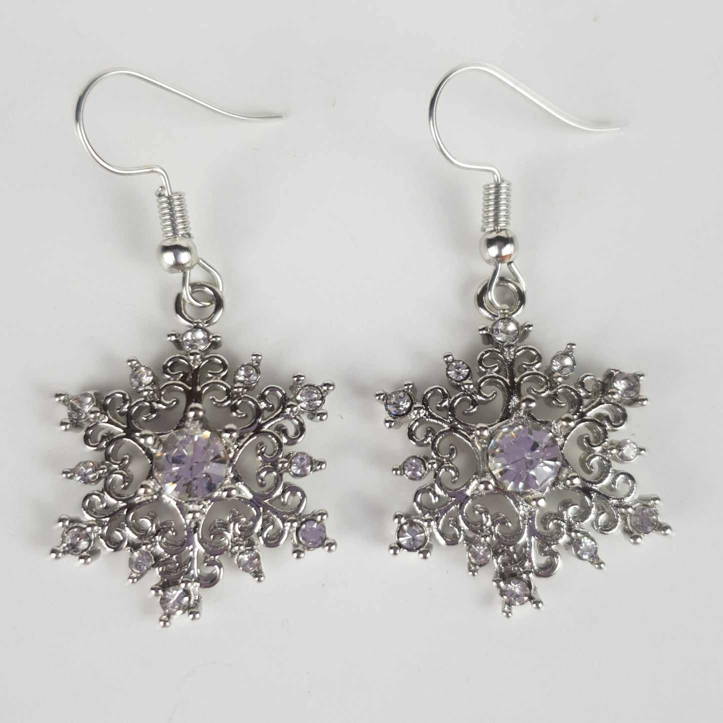 Luxury Silver Crystal Zircon Snowflake Earrings