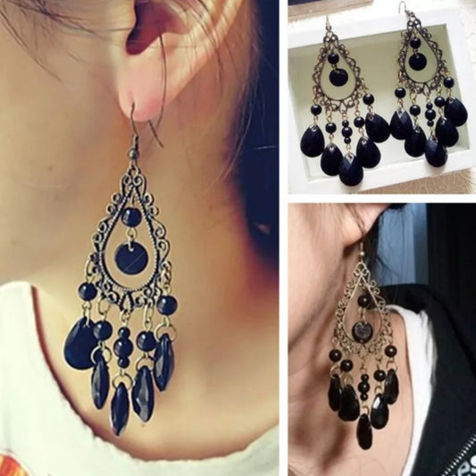 Gothic Water Drop Tassel Earrings