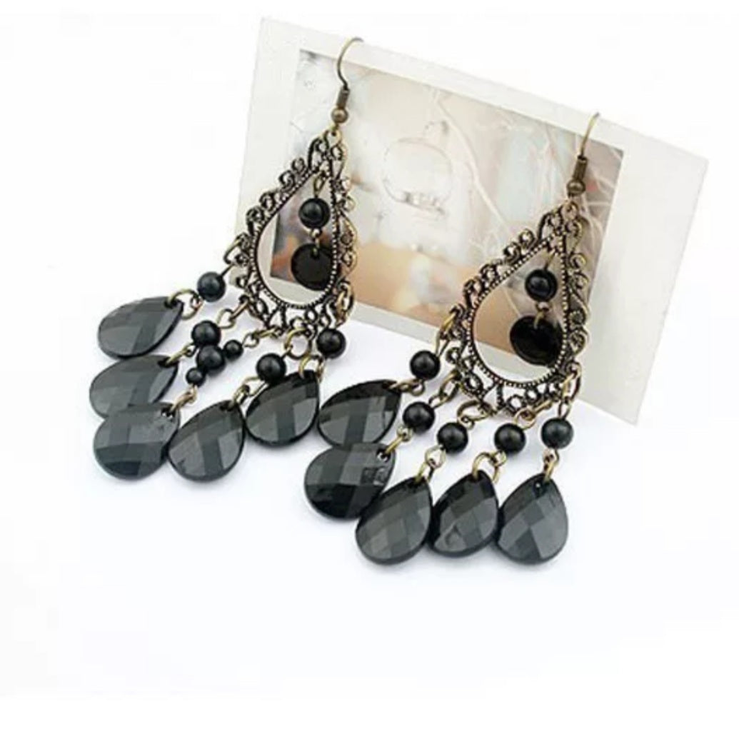 Gothic Water Drop Tassel Earrings