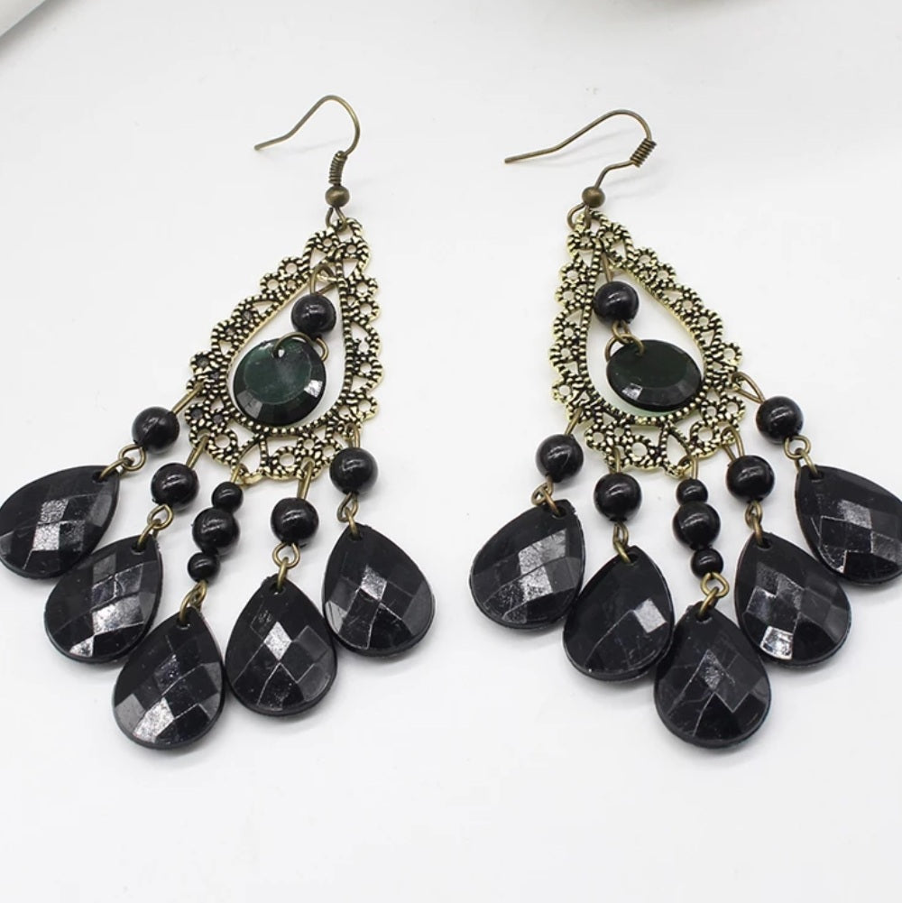 Gothic Water Drop Tassel Earrings