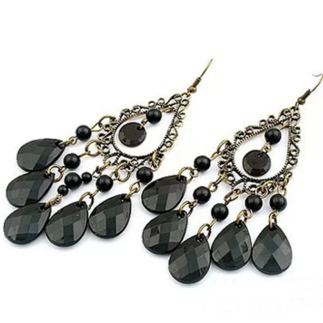 Gothic Water Drop Tassel Earrings