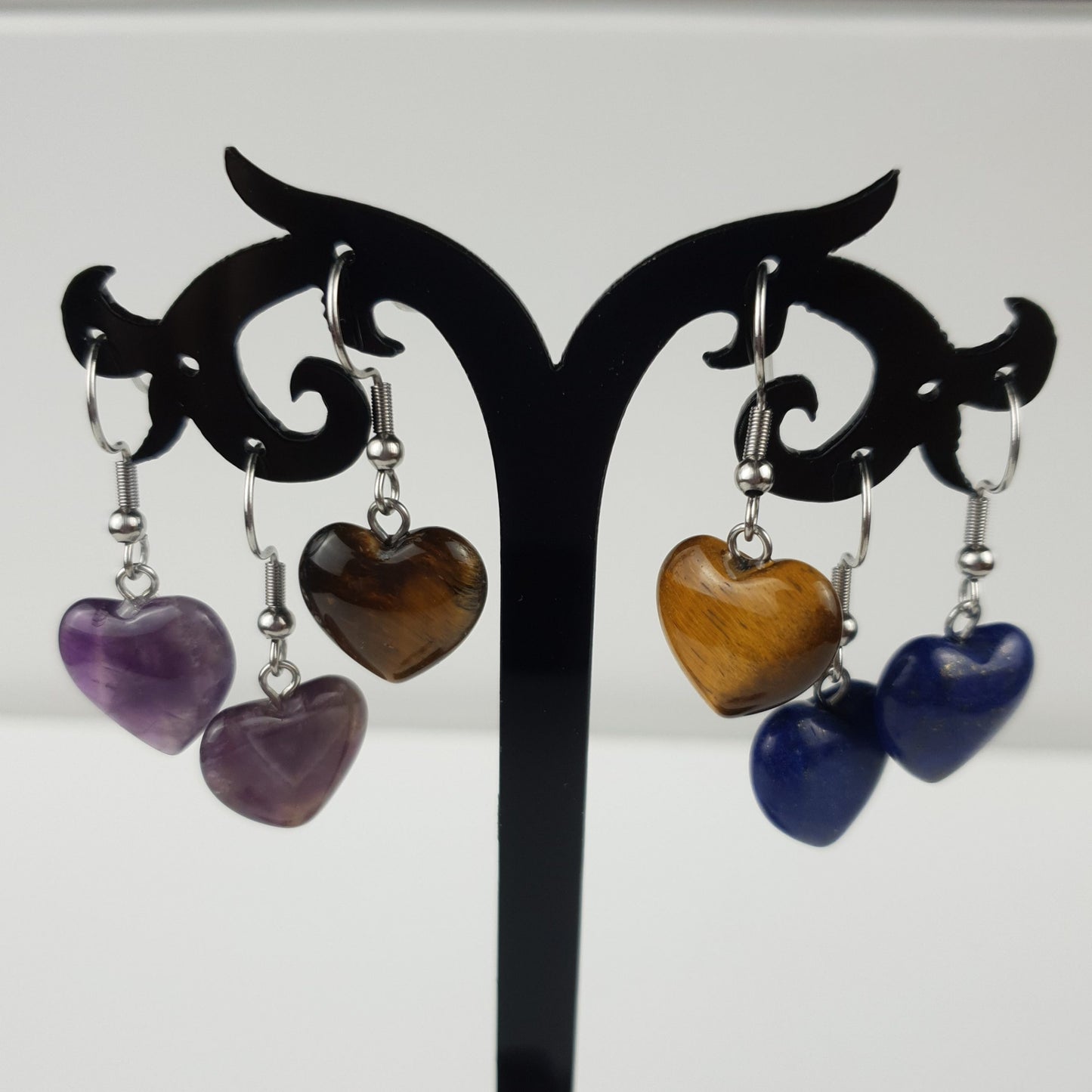 15mm Natural Heart Stone Earrings