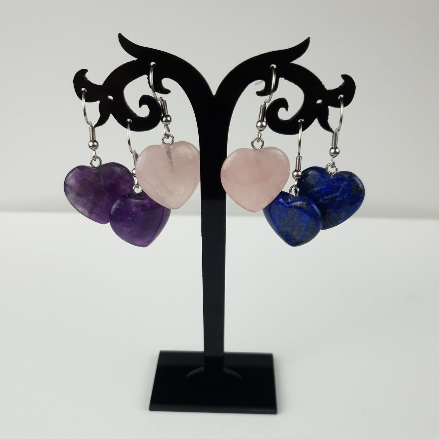 20mm Natural Heart Stone Earrings