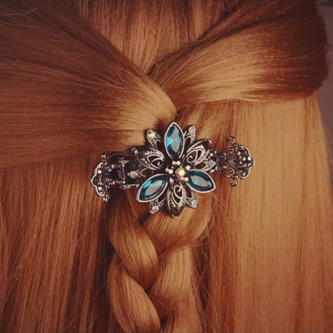 Vintage Crystal Flower Hair Claw