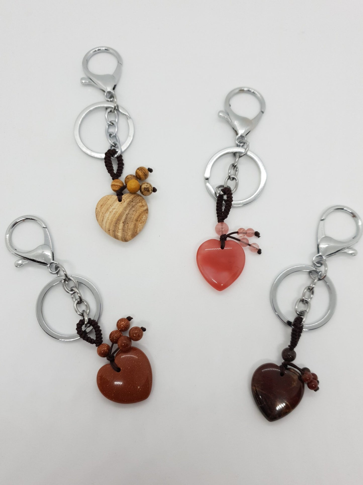 25mm Heart Stone Keychain