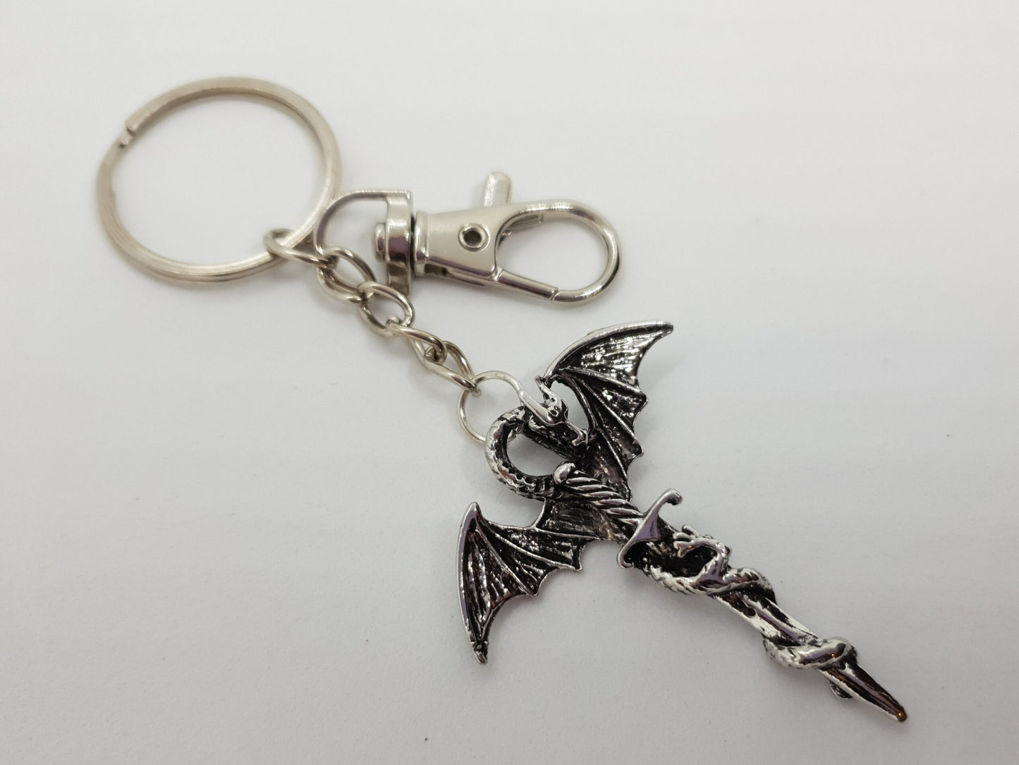 Stainless Steel Dragon Sword Keychain