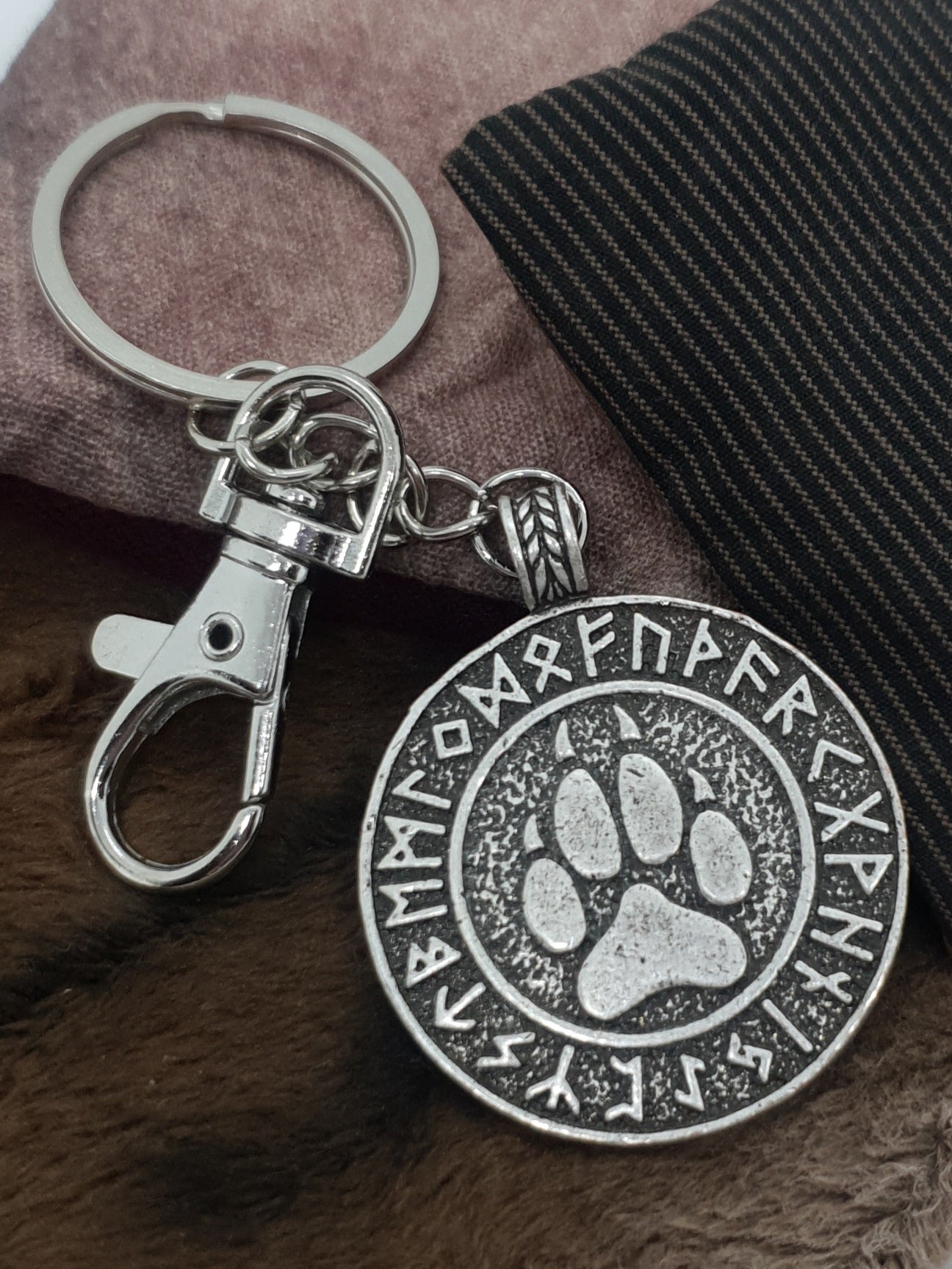 Norse Viking Bear Print Keychain