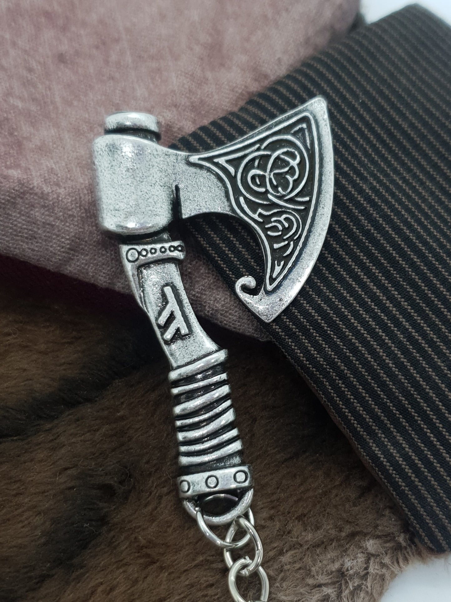 Norse Viking Younger Futhark Axe Keychain