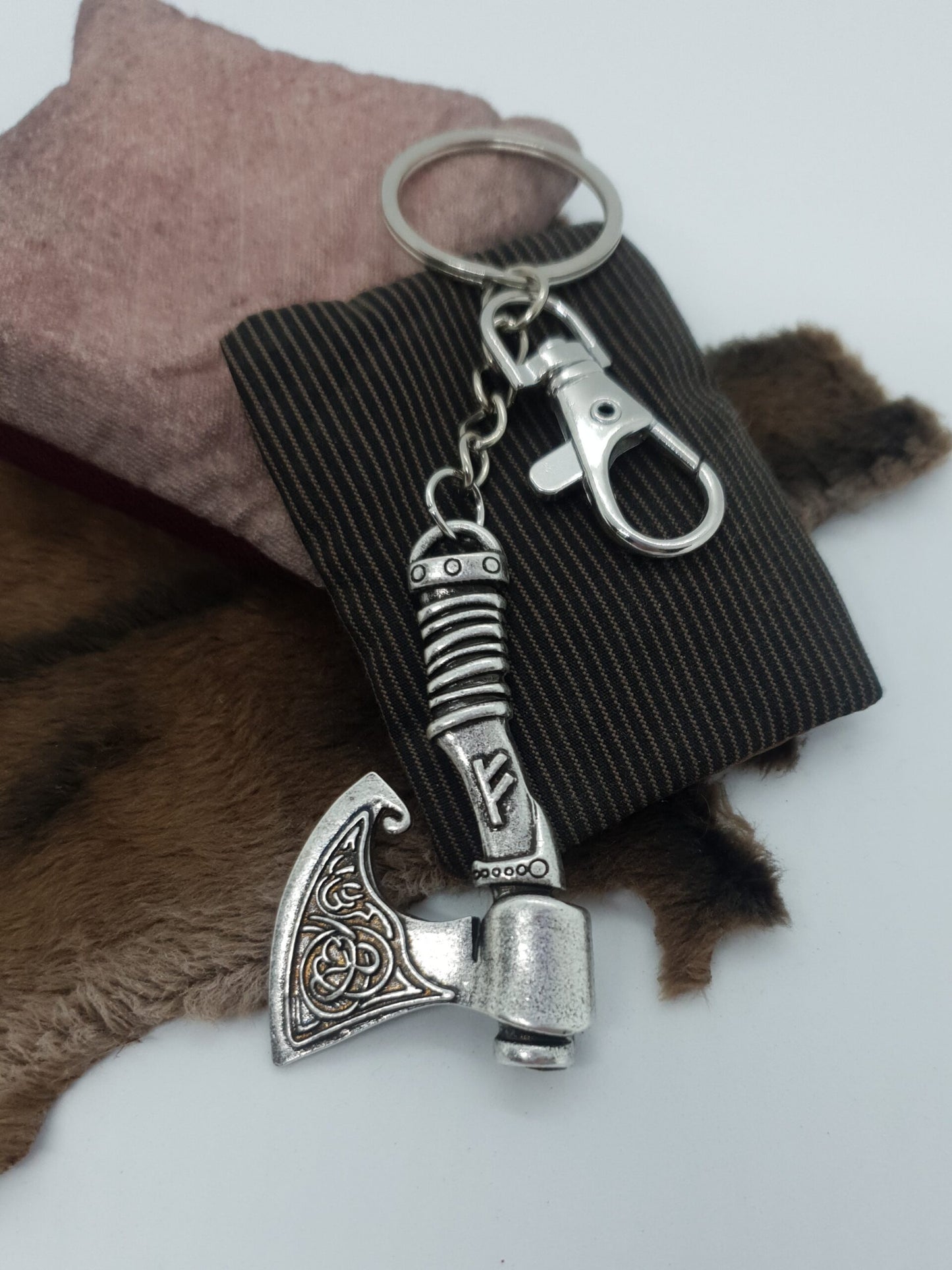 Norse Viking Younger Futhark Axe Keychain