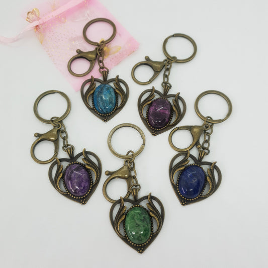 Antique Bronze Heart Wings Keychain