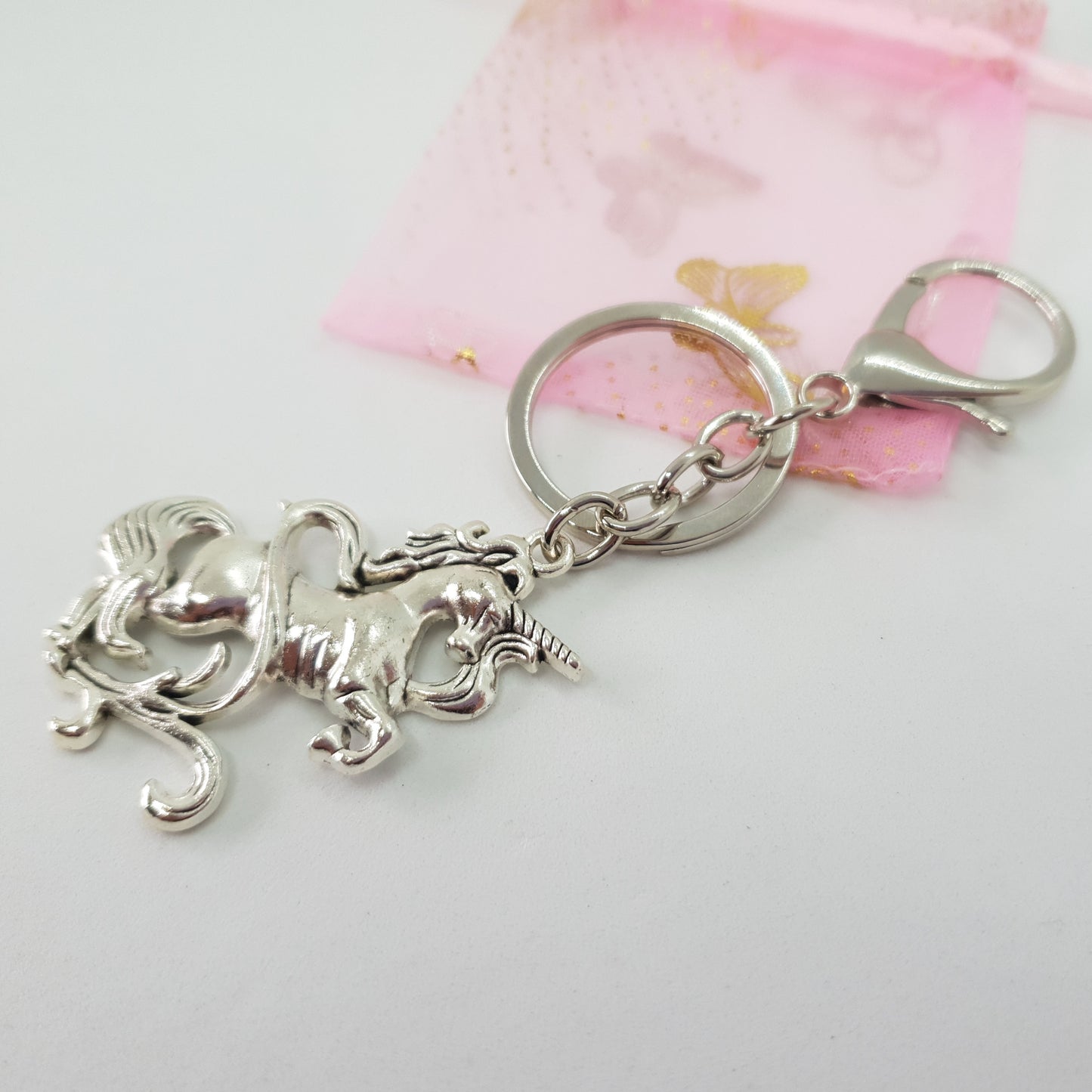 Antique Silver Unicorn Keychain