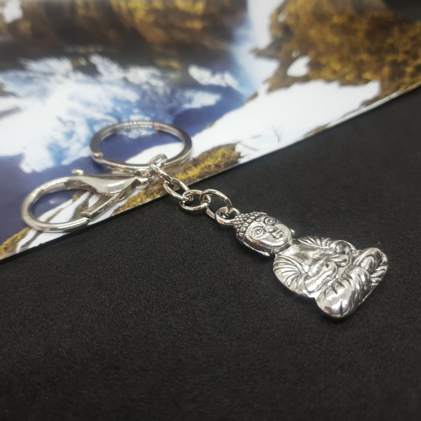 Silver Meditation Buddha Keychain