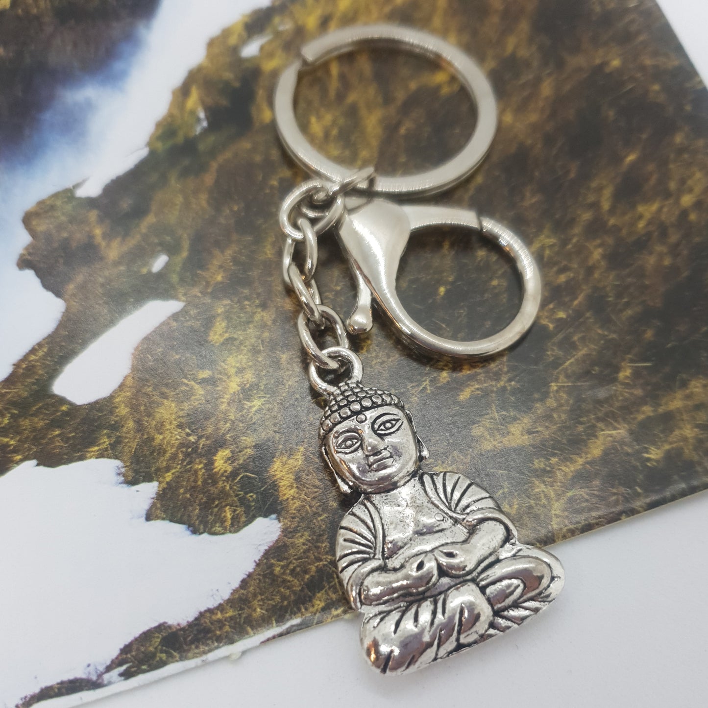 Silver Meditation Buddha Keychain