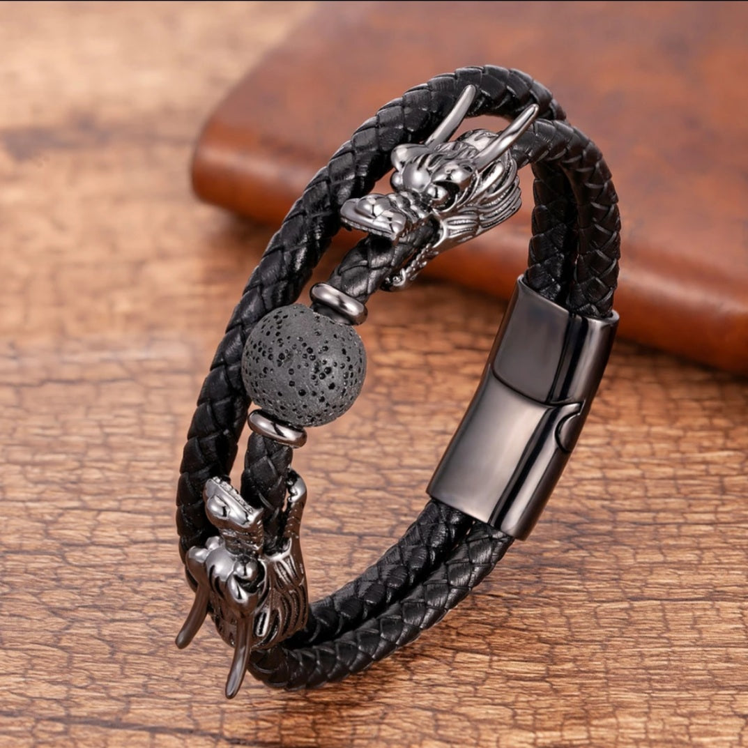 Luxury Natural Stone Dragon Bracelet