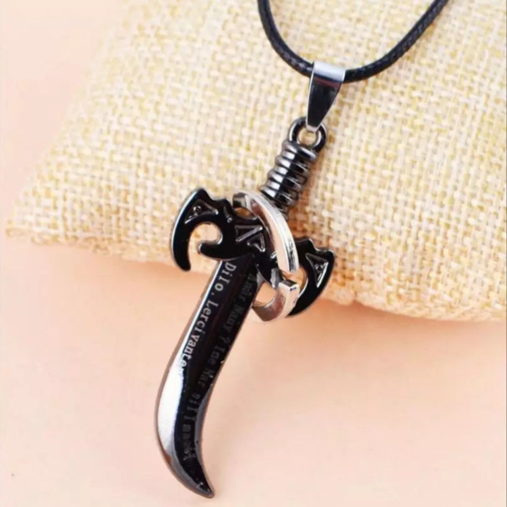 Korean-Style Black Titanium Steel Ring Blade Necklace