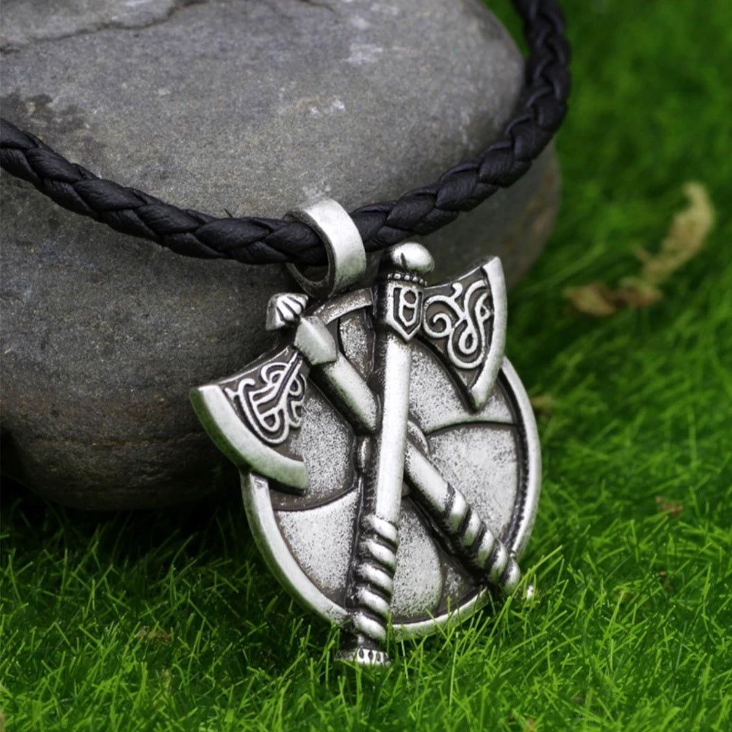 Viking Shield & Axes Necklace