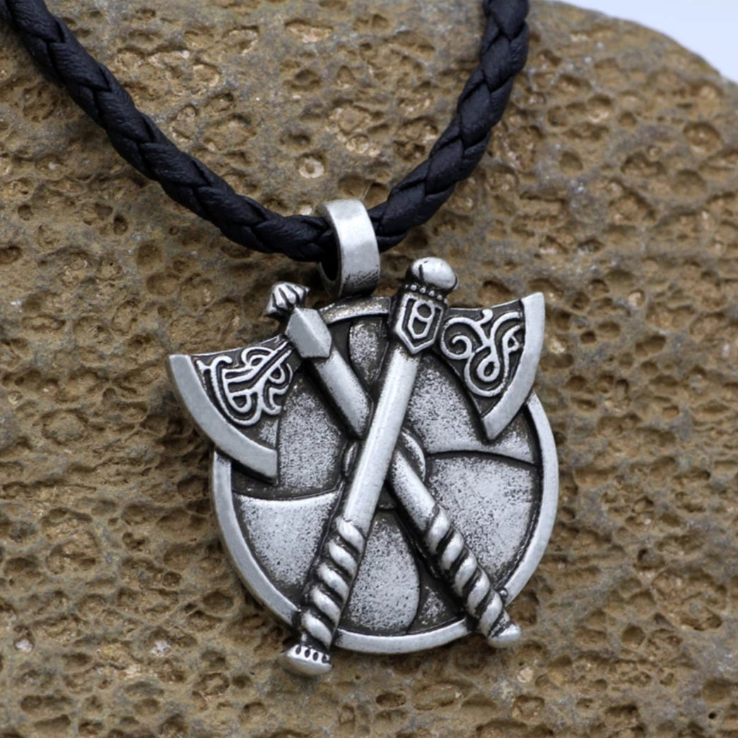 Viking Shield & Axes Necklace