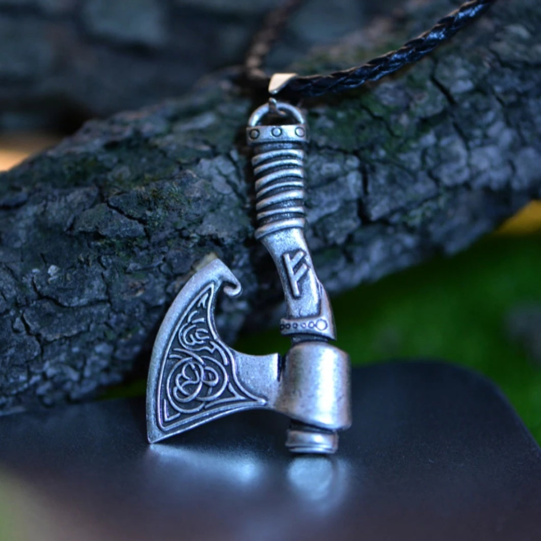 Norse Viking Younger Futhark Axe Necklace