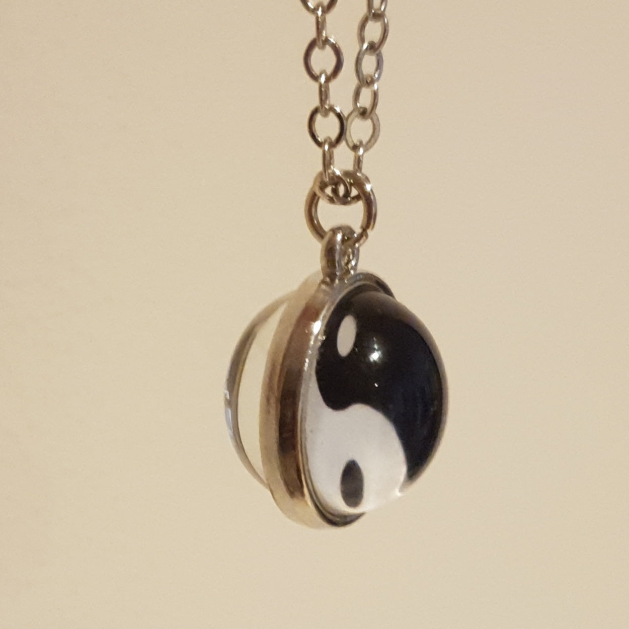 Double Sided Glass Ball Yin Yang Necklace