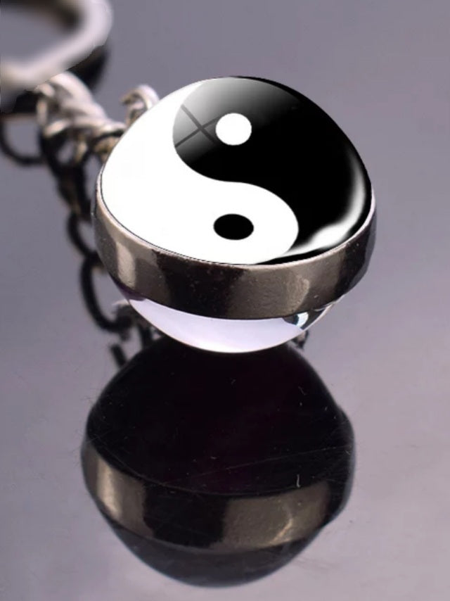 Double Sided Glass Ball Yin Yang Necklace