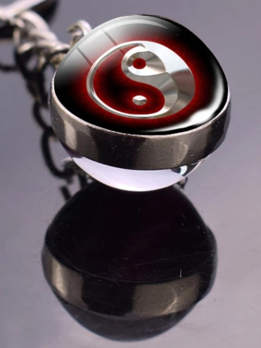 Double Sided Glass Ball Yin Yang Necklace