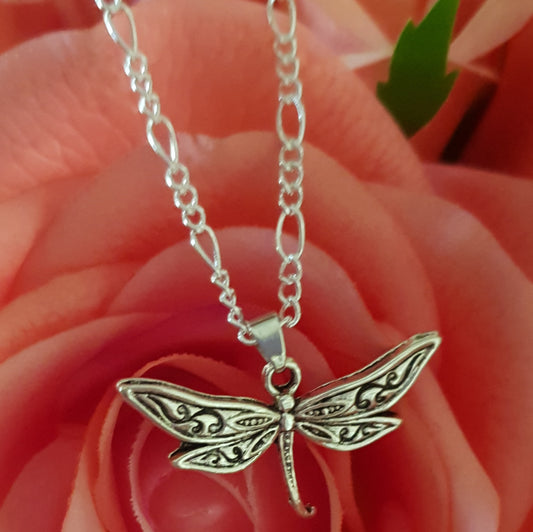 Antique Silver Dragonfly Necklace