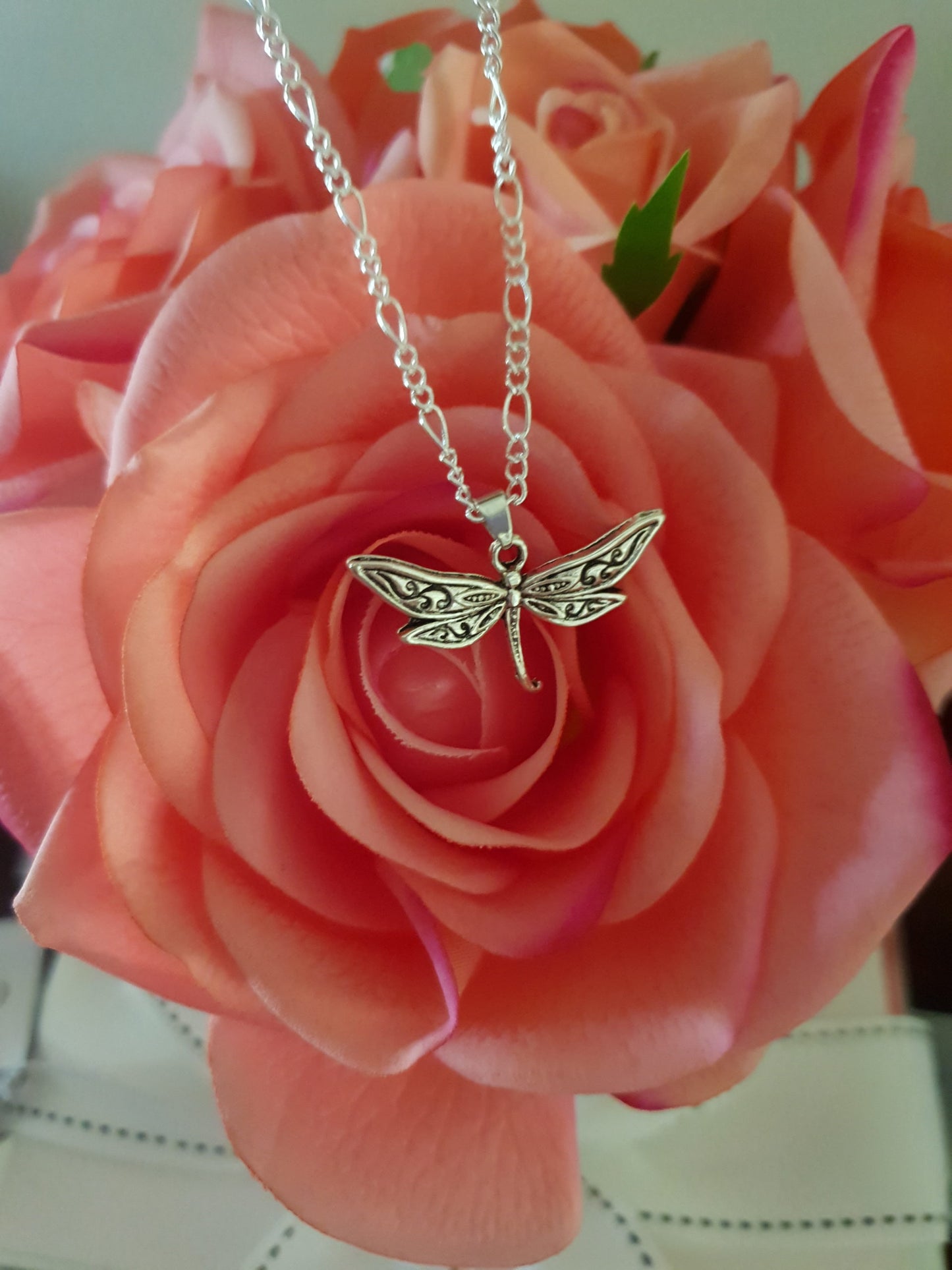 Antique Silver Dragonfly Necklace