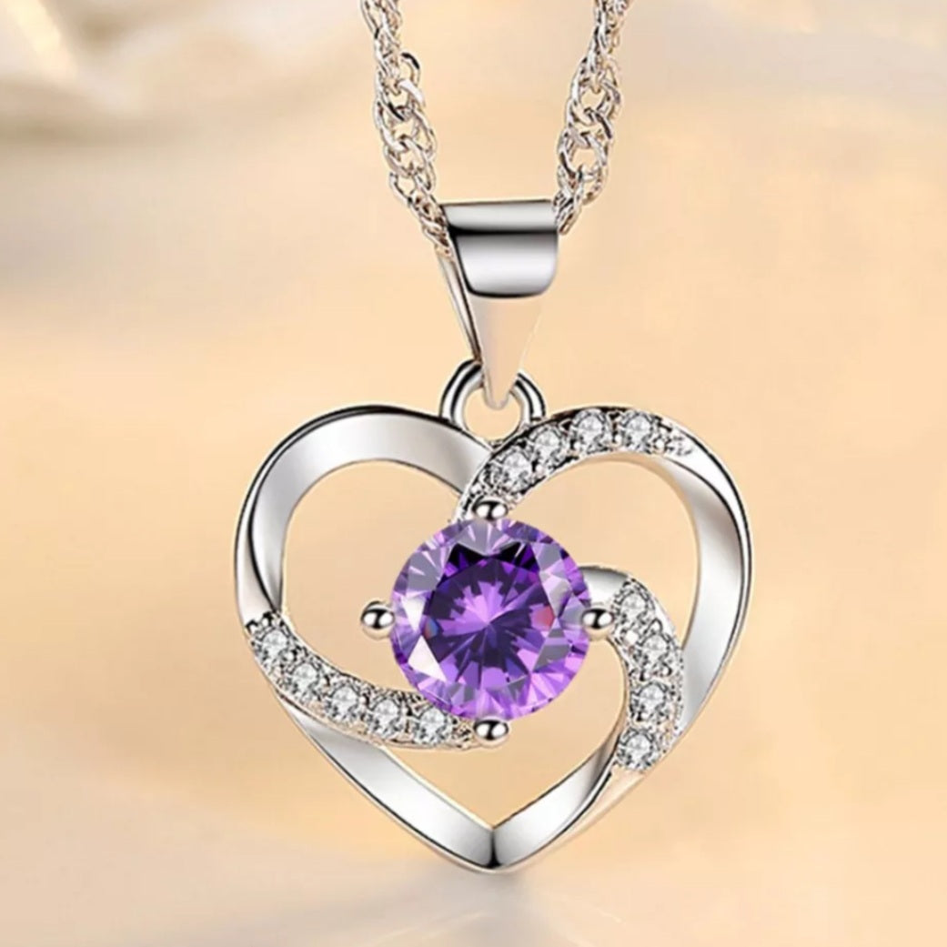 925 Sterling Silver Hollow Heart Necklace