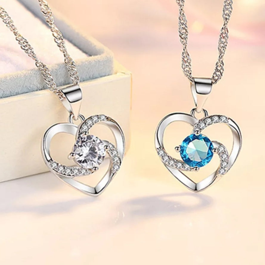 925 Sterling Silver Hollow Heart Necklace