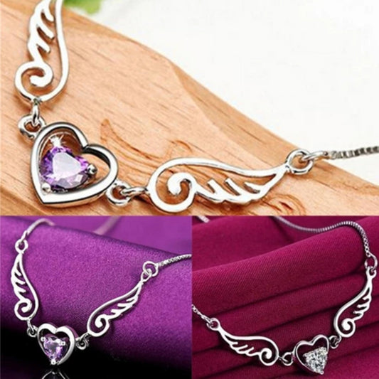 925 Sterling Silver Love Angel Wings Necklace