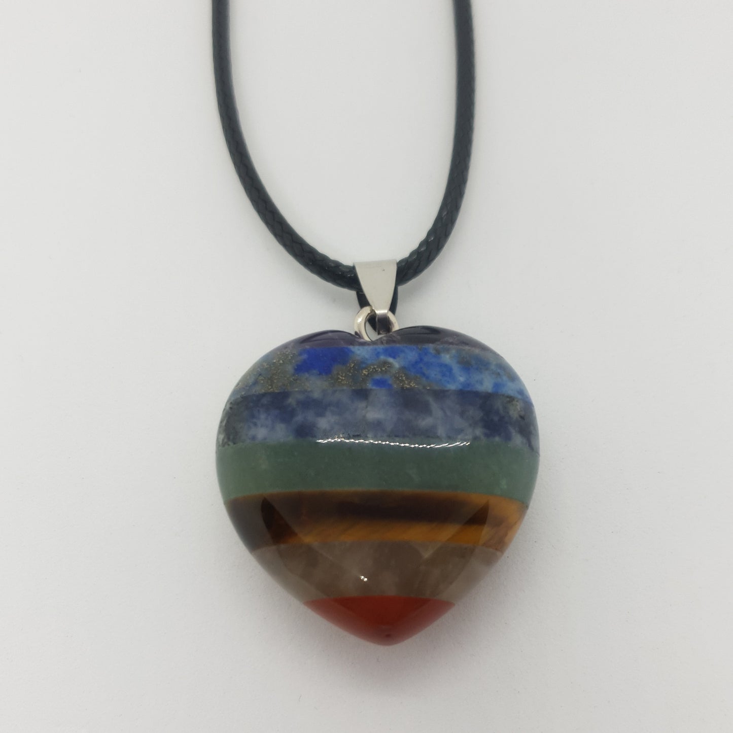 Natural Stone 7 Chakra Heart Necklace