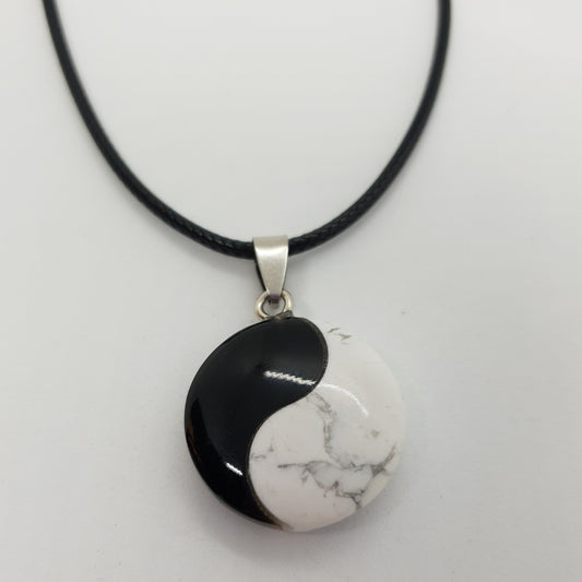 Howlite Black Obsidian Yin Yang Necklace