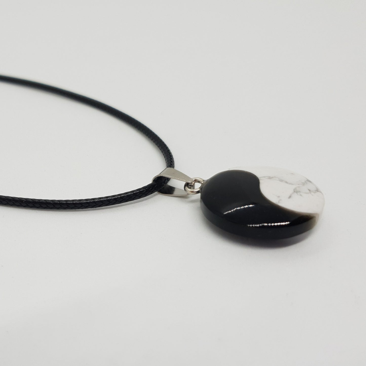 Howlite Black Obsidian Yin Yang Necklace