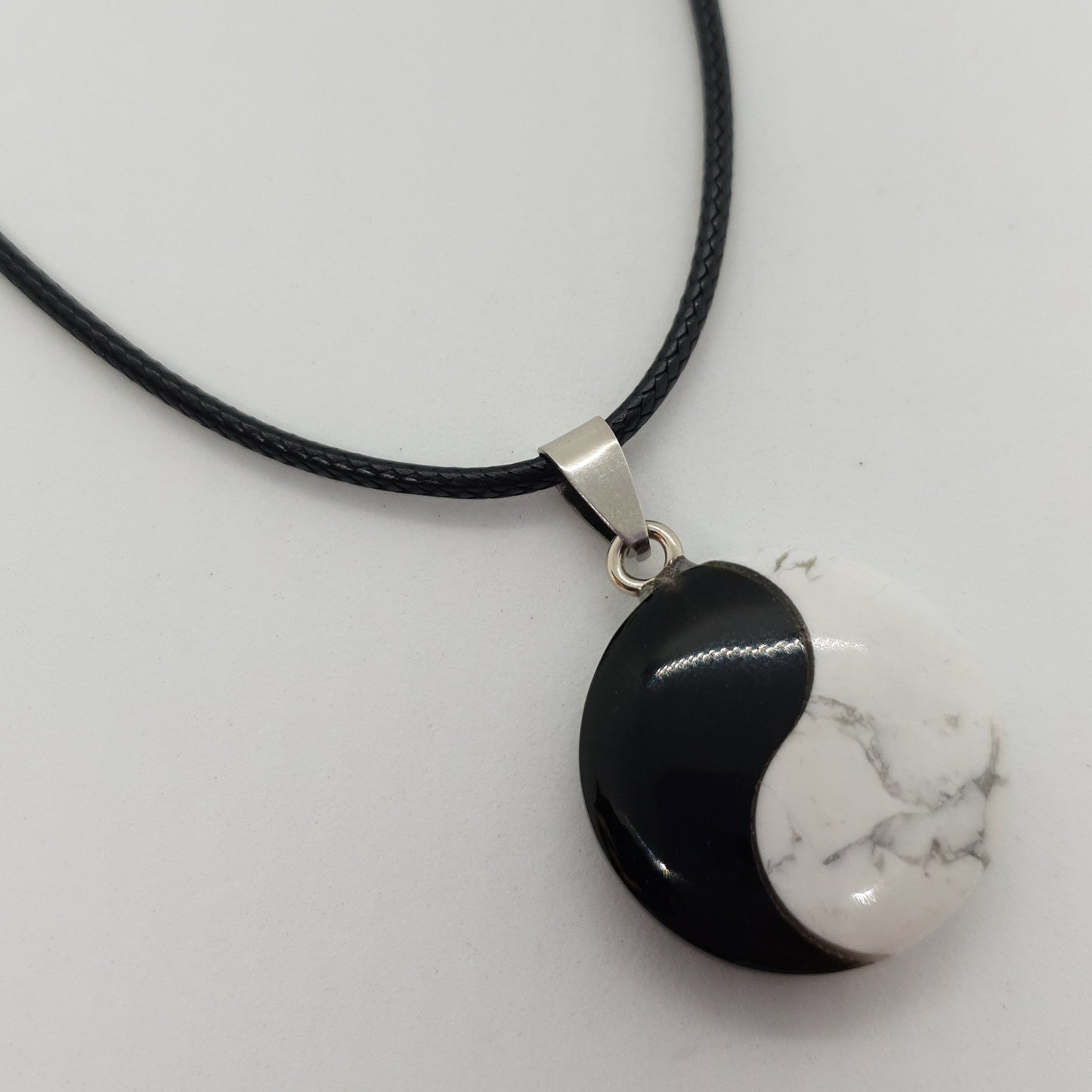 Howlite Black Obsidian Yin Yang Necklace