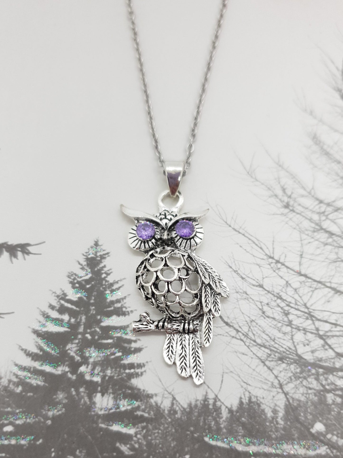 Vintage Tibetan Silver Owl Necklace