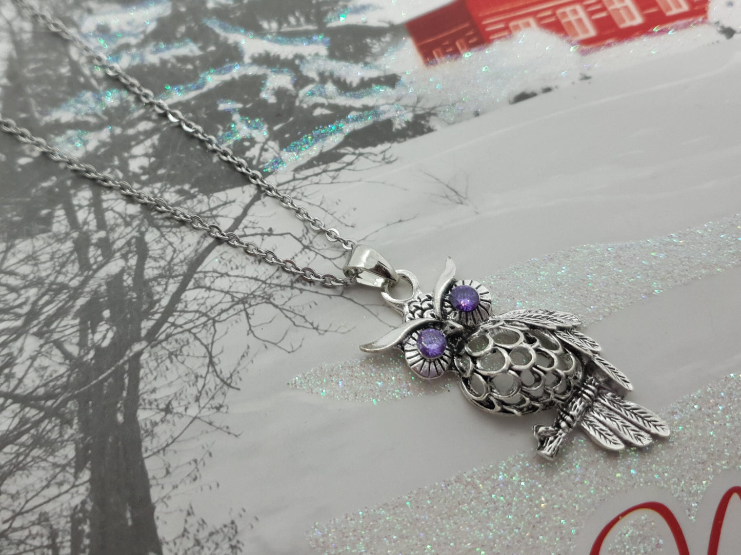 Vintage Tibetan Silver Owl Necklace