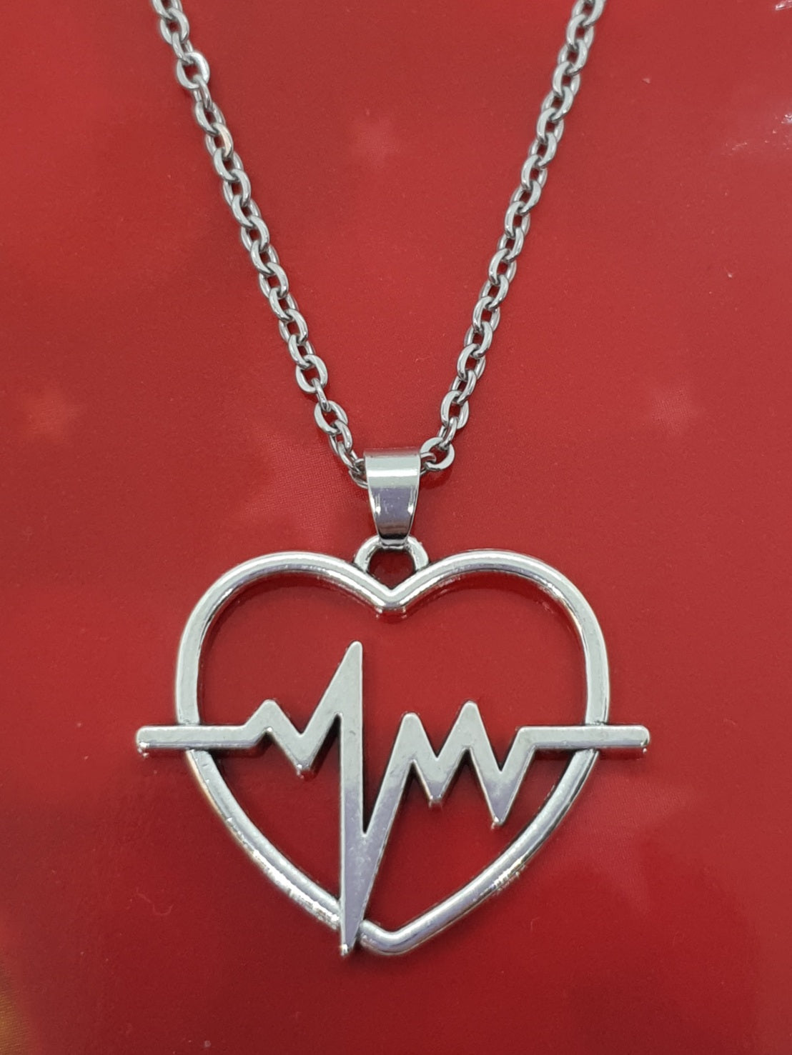 Antique Silver Heartbeat Necklace