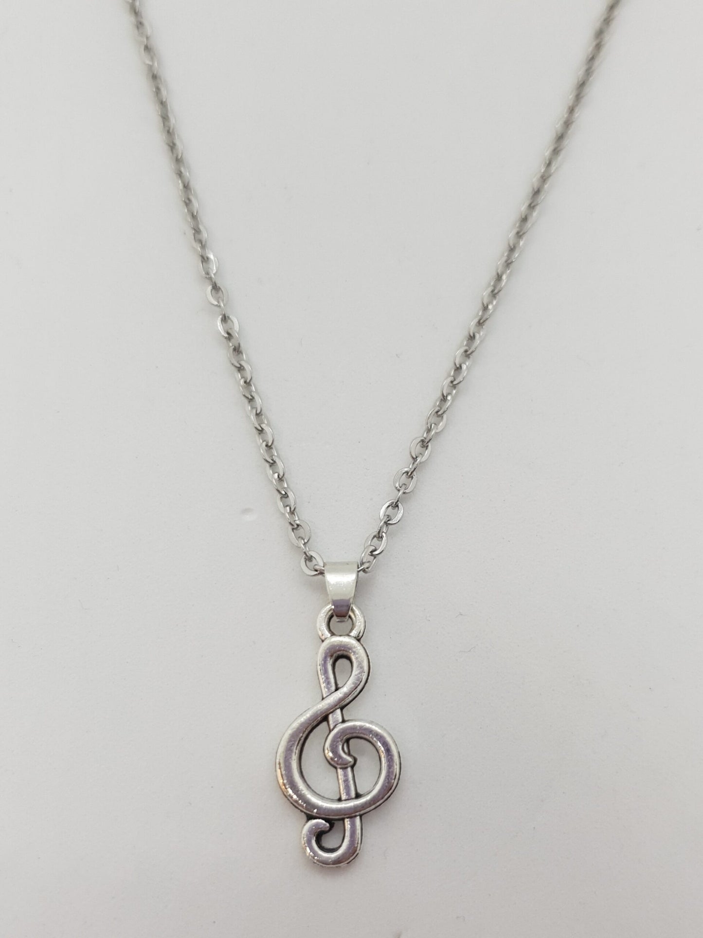 Antique Silver Musical Note Necklace