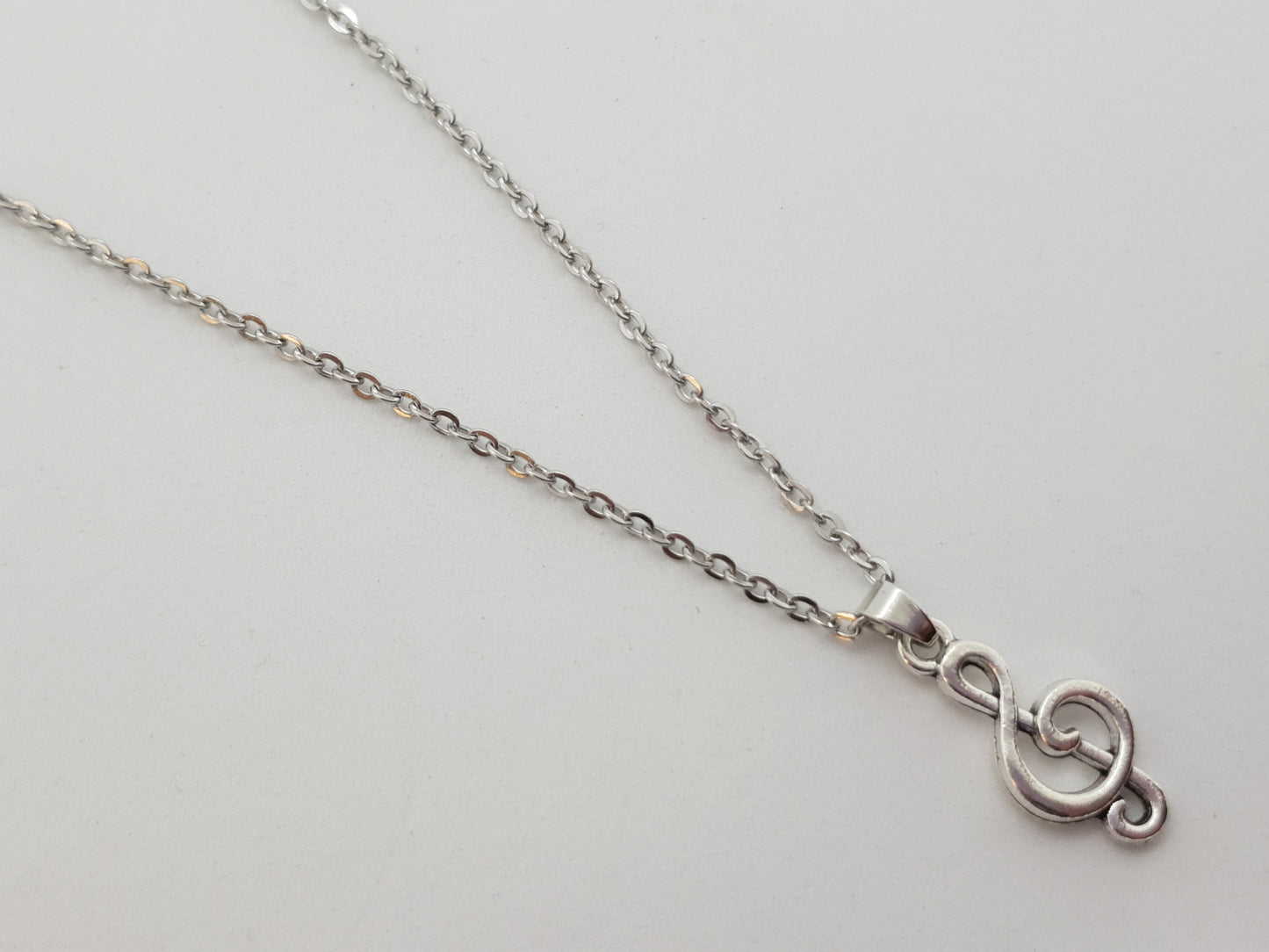 Antique Silver Musical Note Necklace