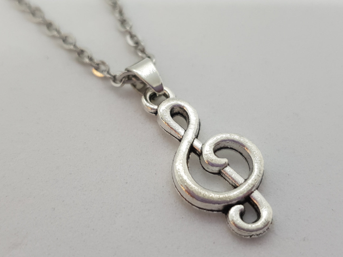 Antique Silver Musical Note Necklace