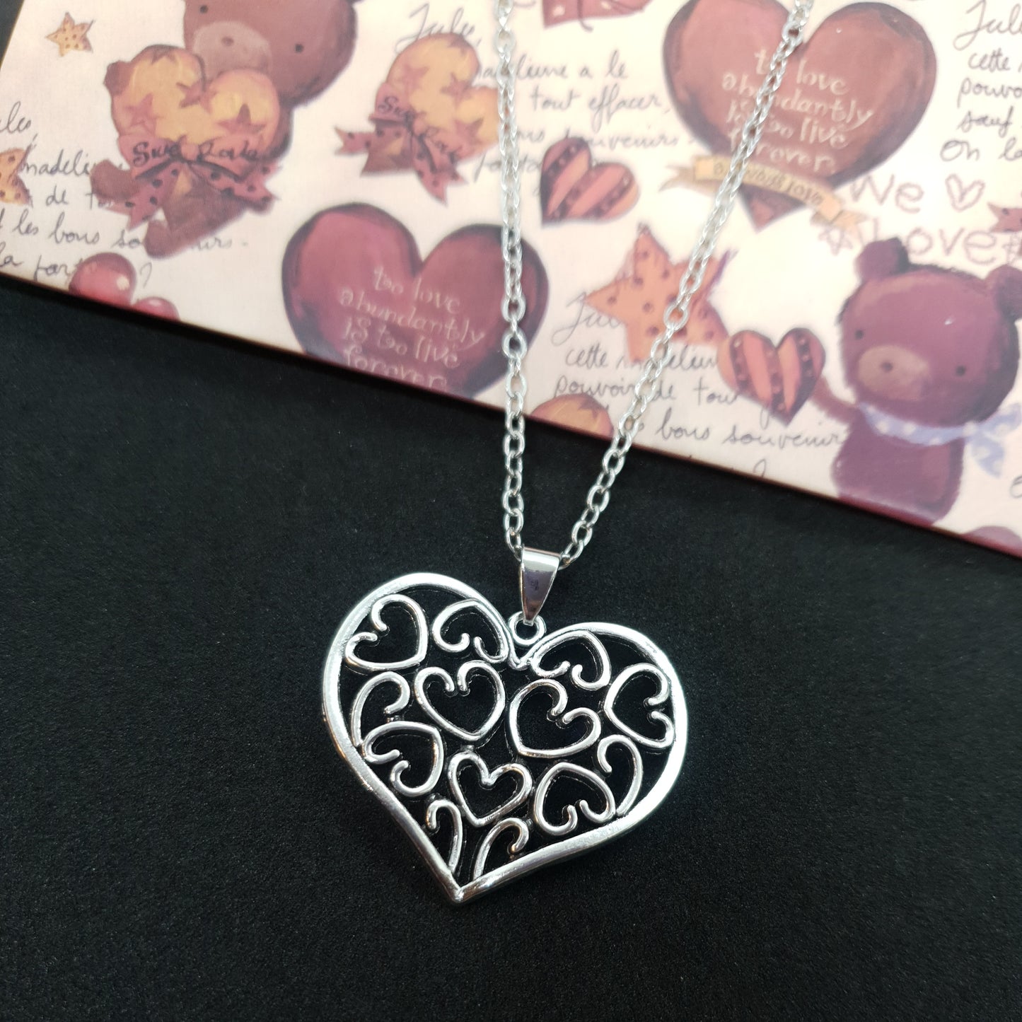 Silver Loads Of Hearts Necklace